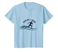 Run Like The Wind Cross Country Runner Motivazionale Maglietta, Bambini, Celeste, 10 Anni