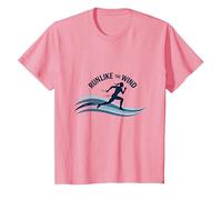 Run Like The Wind Cross Country Runner Motivazionale Maglietta, Bambini, Rosa, 6 Anni