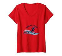 Run Like The Wind Cross Country Runner Motivazionale Maglietta con Collo a V, Donna, Rosso, XL