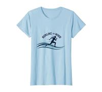 Run Like The Wind Cross Country Runner Motivazionale Maglietta, Donna, Celeste, L