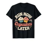 Run Now Cupcakes Later Motivazione del maratoneta |- Maglietta