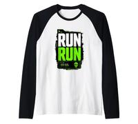 Run Run Marathon Sport Illustration Graphic Maglia con Maniche Raglan