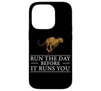 Run The Day Cheetah Affermazione motivazionale Hustle Mindset Custodia per iPhone 14 Pro
