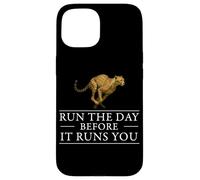 Run The Day Cheetah Affermazione motivazionale Hustle Mindset Custodia per iPhone 15