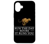 Run The Day Cheetah Affermazione motivazionale Hustle Mindset Custodia per iPhone 16 Plus