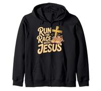 Run The Race with Jesus Fede Cristiana del Corridore - Felpa con Cappuccio