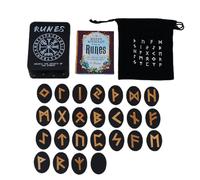 Run vichinghi, rune mistiche con manuale e borsa di stoccaggio | Rune in legno 25pcs, gioco di divinazione di rune mito, fissato per meditazione, rune di divinazione spirituale, set di streghe imposta