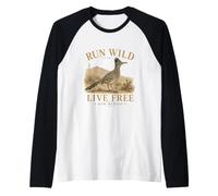 Run Wild Live Free New Mexico Maglia con Maniche Raglan