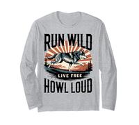 Run Wild Live Gratis Ululare Forte Lupo Maglia a Manica
