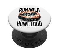 Run Wild Live Gratis Ululare Forte Lupo PopSockets PopGrip Adesivo
