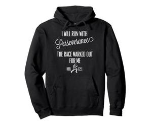 Run with Perseverance Christian Running Jogging Tee Donna Felpa con Cappuccio
