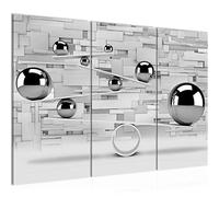 Runa Art 3D Palle Quadri Soggiorno Grande Grigio Astratto Illusione 120 x 80 cm 3 Pezzi Decorazione Murale 504331c