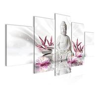 Runa Art Budda Feng Shui Murali Tela Non Tessuta 5 Pezzi Benessere Zen Grigio Rosa Camera Da Letto Corridoio 011653a