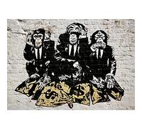 Runa Art Carta da parati fotografica 396 x 280 cm Banksy scimmie street art | Vello Decorazione Murale Soggiorno Camera Da Letto | Manifattura tedesca | Bianco e nero 9150012a