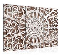 Runa Art Mandala Astratto Quadri Soggiorno Grande Beige Bianca Orientale 120 x 80 cm 3 Pezzi Decorazione Murale 109631a