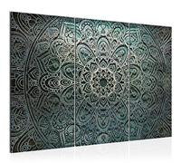 Runa Art Mandala Astratto Quadri Soggiorno Grande Verde Nero Bianca 120 x 80 cm 3 Pezzi Decorazione Murale 109431a