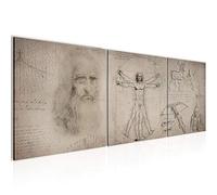 Runa Art Murale Leonardo Da Vinci 3 Pezzi Quadri Tela Non Tessuta Decorazione Soggiorno 90 x 30 cm Vecchi Maestri Marrone 008934a