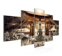 Runa Art Murali Da Parete Feng Shui Buddha 5 Pezzi Quadro Tela Non Tessuta Decorazione Soggiorno Benessere Zen Marrone 036452b