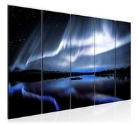 Runa Art Murali XXL Aurora Islanda 200 x 80 cm Nero Blu 5 Pezzi - Made in Germany - 041955b