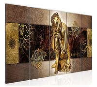 Runa Art Murali XXL Buddha zen 200 x 80 cm Oro 5 Pezzi - Made in Germany - 041355a