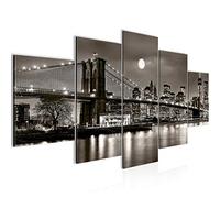 Runa Art New York City Murali Tela Non Tessuta 5 Pezzi Ponte Città Nero Di Seppia Camera Da Letto Corridoio 606753b