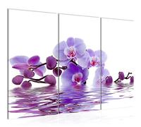 Runa Art Orchidea Fiori Quadri Soggiorno Grande Viola Spa Zen 120 x 80 cm 3 Pezzi Decorazione Murale 200631b