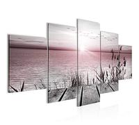 Runa Art Ponte Sul Lago Murali Tela Non Tessuta 5 Pezzi Mare Grigio Rosa Camera Da Letto Corridoio 034353b