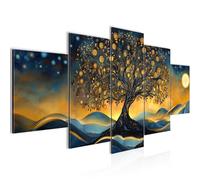 Runa Art - Quadri Albero 200 x 100 cm 5 Pezzi XXL Decorazione Murale Design Arancione Blu 054551a