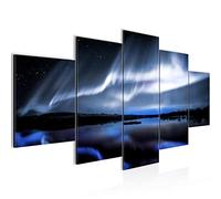 Runa Art - Quadri Aurora Islanda 200 x 100 cm 5 Pezzi XXL Decorazione Murale Design Nero Blu 041951b