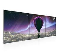 Runa Art - Quadri Aurora Mongolfiera 120 x 40 cm Murale Tela Non Tessuta Viola Grigio Multipanello Moderni Decorazione 608133b