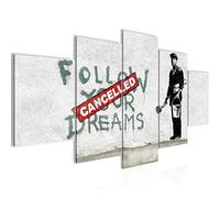 Runa Art - Quadri Banksy Segui I Tuoi Sogni 200 x 100 cm 5 Pezzi XXL Decorazione Murale Design Grigio 301951a