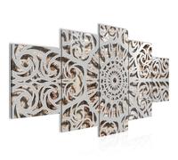 Runa Art - Quadri Mandala Astratto 200 x 100 cm 5 Pezzi XXL Decorazione Murale Design Grigio 506151c