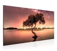 Runa Art Quadri Moderni Aurora boreale notte stelle 1 Pezzo Tela Non Tessuta Soggiorno Corridoio Albero Arancione 044312b