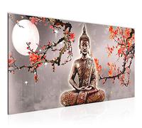 Runa Art Quadri Moderni Budda Feng Shui Tela Non Tessuta Soggiorno Corridoio Zen Grigio Rosso 500612b