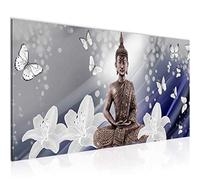 Runa Art Quadri Moderni Buddha Fiori Tela Non Tessuta Soggiorno Corridoio Farfalla Zen Blu 505612a