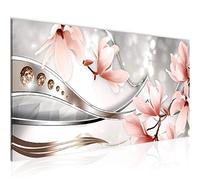 Runa Art Quadri Moderni Magnolia Fiori 1 Pezzo Tela Non Tessuta Soggiorno Corridoio Astratto Rosa Grigio 207212a