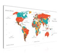 Runa Art Quadri Moderni mappa del mondo 100L x 40l cm L'immagine Tela Non Tessuta Blu arancione Soggiorno Camera da letto Ufficio Mappa mondiale 057212a