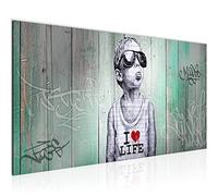 Runa Art Quadri Moderni Street Art ragazzo 1 Pezzo L'immagine Tela Non Tessuta Soggiorno Corridoio Arte Di Strada Verde 039812b