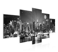 Runa Art - Quadri New York City 200 x 100 cm 5 Pezzi XXL Decorazione Murale Design Bianco e Nero 605251c