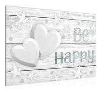 Runa Art Quadro Siate Felici Moderni Murale - Made In Germany - Vintage Legno Cucina Corridoio 020615b