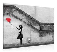 Runa Art Tabella decorazione della parete di Banksy Girl with Ball - 60 x 40 cm XXL Stampa su Tela Salotto Appartamento - pronta per essere appesa - 301615a