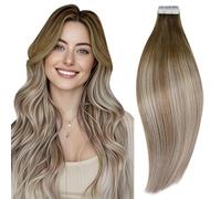 RUNATURE Extension Biadesive Capelli Veri Balayage Marrone a Castano Chiaro Ombre Biondi 35cm 20pcs 50g #3/8/22
