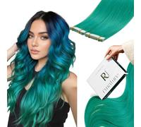 RUNATURE Extension Capelli Veri Biadesivo 55cm 10pcs 25g Verde #Teal