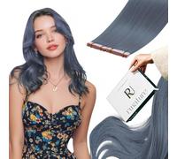 RUNATURE Extension Capelli Veri Biadesivo Blu Grigio 30cm Lisci Extension Capelli adesive 10 Pcs 20g #LightBlue