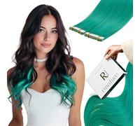 RUNATURE Extension Capelli Veri Biadesivo Invisible Verde 10 Pcs 25g 45cm #Teal