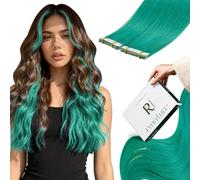 RUNATURE Extension Capelli Veri Biadesivo Invisible Verde 10 Pcs 25g 50cm #Teal