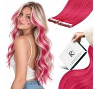 RUNATURE Extension Capelli Veri Biadesivo Rosa 40cm 10 Pcs 25g #HotPink | Extension Biadesive Capelli Veri Colorati Rosa Tape,Colori Vivaci, Effetto Naturale, Invisibile