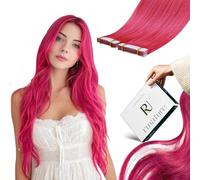 RUNATURE Extension Capelli Veri Biadesivo Rosa Caldo Invisibile Extension Capelli 30cm 10pcs 20g #HotPink