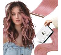 RUNATURE Extension Capelli Veri Biadesivo Rosa Chiaro Invisibile 30cm 10 Pezzi 20g #Pink
