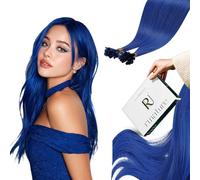 RUNATURE Extension Capelli Veri Cheratina Blu Extensions Capelli 50cm 25 Ciocche 25g #Blue